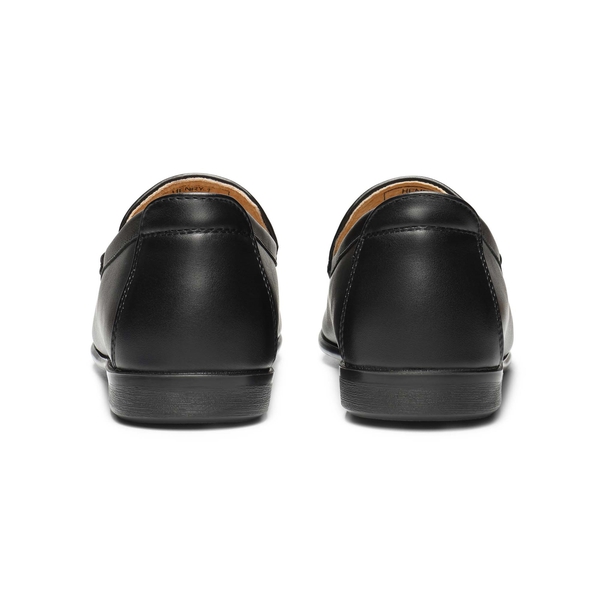 Men's PU Leather Metallic Horsebit Loafers - BLACK - 5